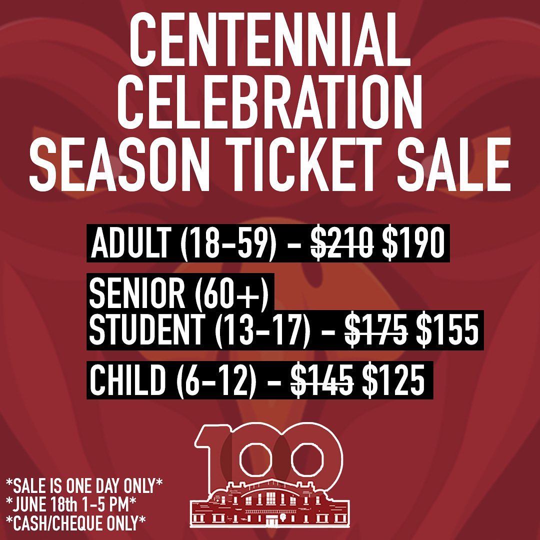 Come out to the 100th Year Anniversary of the Galt Arena Gardens (TOMORROW!) to purchase your season tickets for our upcoming season. 

We will be there from 1-5 pm, so find our booth to purchase your tickets for this one day only sale!

Cash/Cheques are the accepted payments.