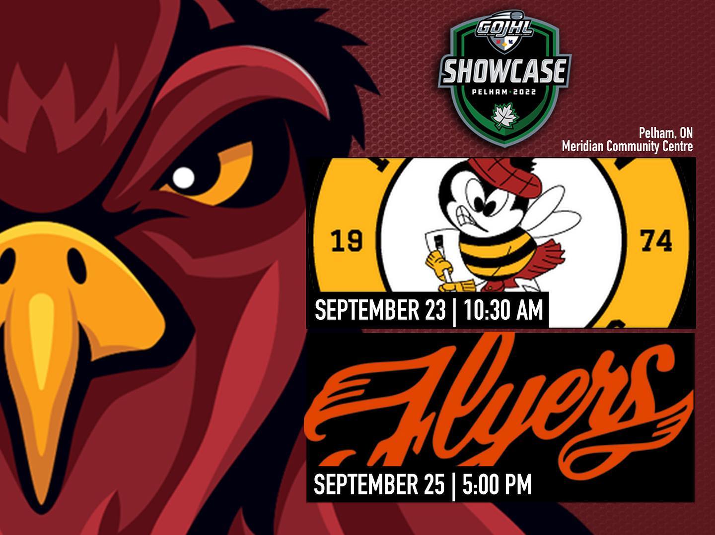 The GOJHL Pelham Showcase is only days away RedHawk fans! We’re staying in Pelham for the weekend to play our two games against Hamilton and Leamington. Let’s see what these other conference teams are made of 🏒

#RedHawksRiseUp #PelhamShowcase2022